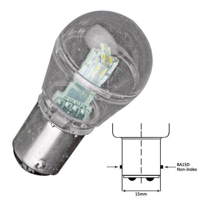 Lunasea Bayonet LED Bulb BA15D - 10-30VDC/1W/75 Lumens - Warm White - Kesper Supply