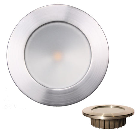 Lunasea “ZERO EMI" Recessed 3.5" LED Light - Warm White, Blue w/Brushed Stainless Steel Bezel - 12VDC - Kesper Supply