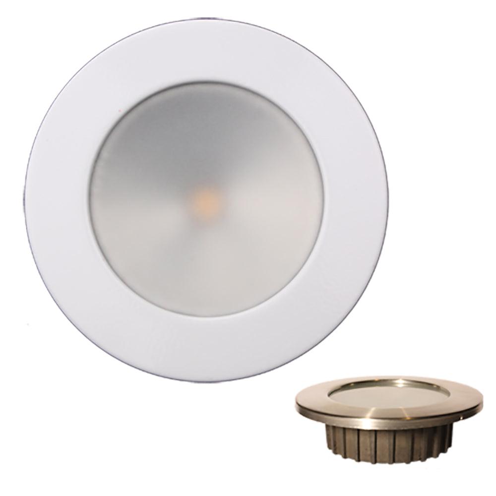 Lunasea “ZERO EMI" Recessed 3.5" LED Light - Warm White w/White Stainless Steel Bezel - 12VDC - Kesper Supply