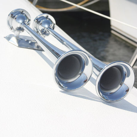 Marinco 12V Chrome Plated Dual Trumpet Air Horn - Kesper Supply