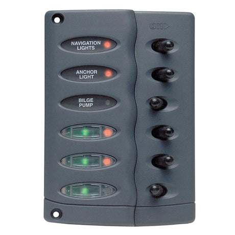 Marinco Contour Switch Panel - Waterproof 6 Way w/Fuse Holder - Kesper Supply
