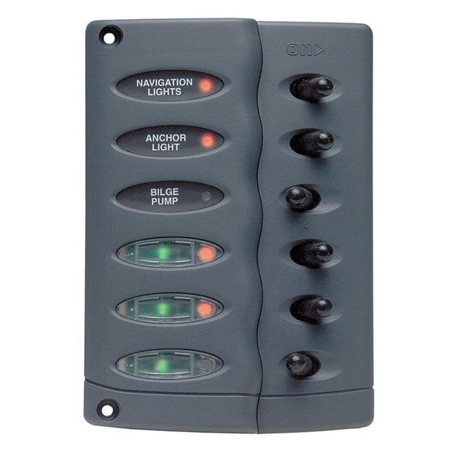 Marinco Contour Switch Panel - Waterproof 6 Way w/PTC Fusing - Kesper Supply