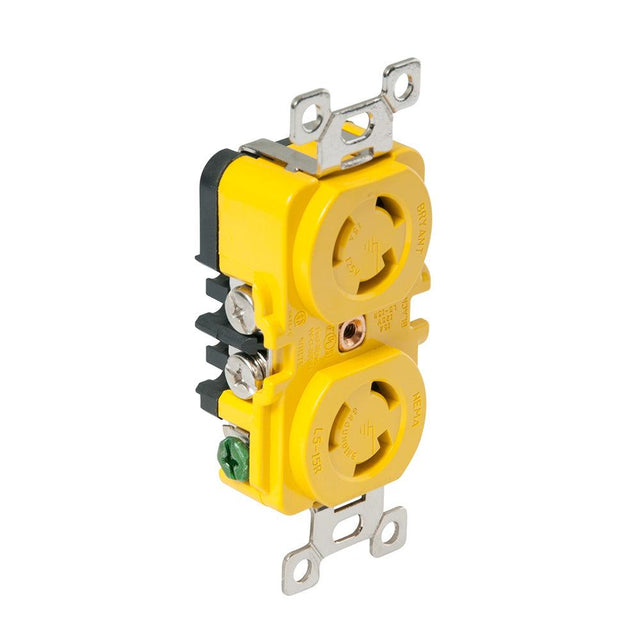 Marinco Locking Receptacle - 15A, 125V - Yellow - Kesper Supply