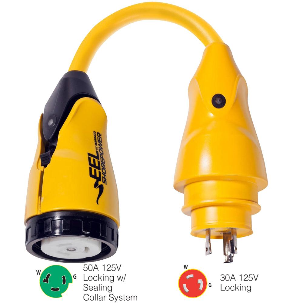 Marinco P30-503 EEL 50A-125V Female to 30A-125V Male Pigtail Adapter - Yellow - Kesper Supply