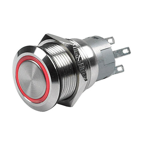 Marinco Push Button Switch - 12V Latching On/Off - Red LED - Kesper Supply