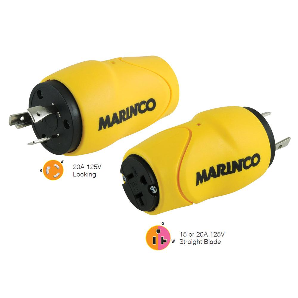 Marinco Straight Adapter 20Amp Locking Male Plug to 15Amp Straight Female Adapter - Kesper Supply