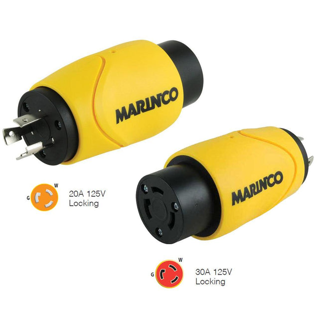 Marinco Straight Adapter 20Amp Locking Male to 30Amp Locking Female Connector - Kesper Supply