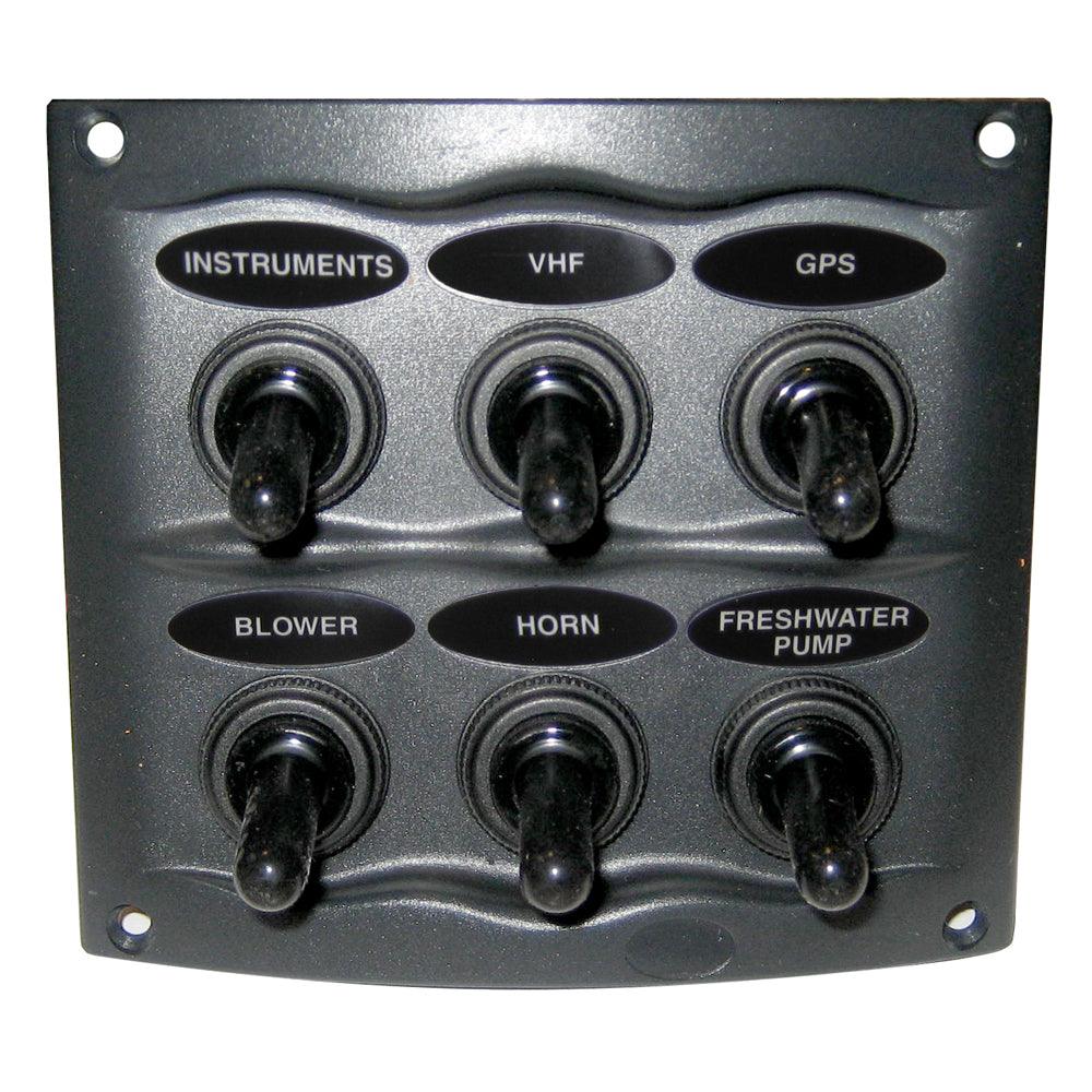 Marinco Waterproof Panel - 6 Switches - Grey - Kesper Supply