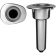 Mate Series Elite Screwless Stainless Steel 0° Rod & Cup Holder - Drain - Oval Top - Kesper Supply