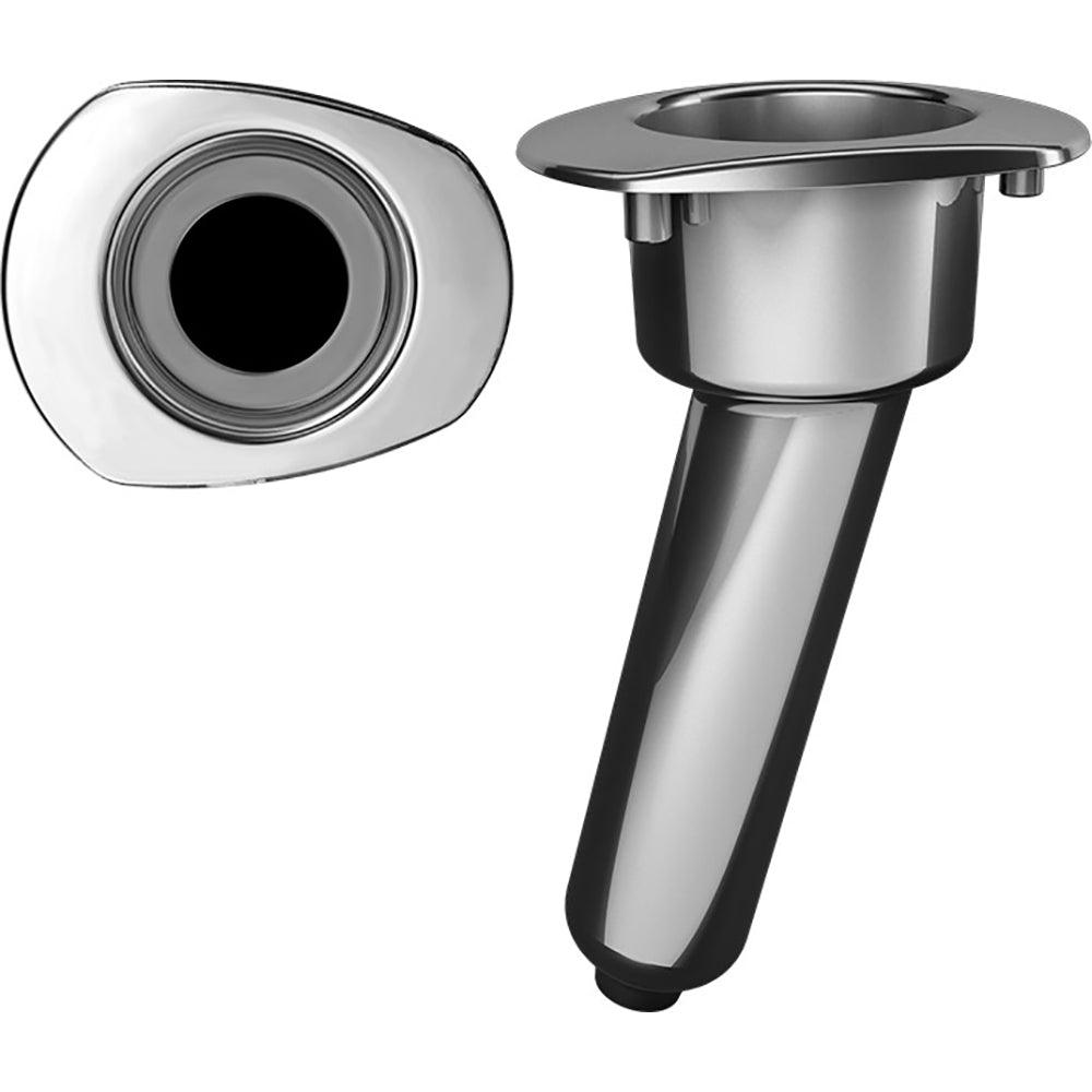 Mate Series Elite Screwless Stainless Steel 15° Rod & Cup Holder - Drain - Oval Top - Kesper Supply