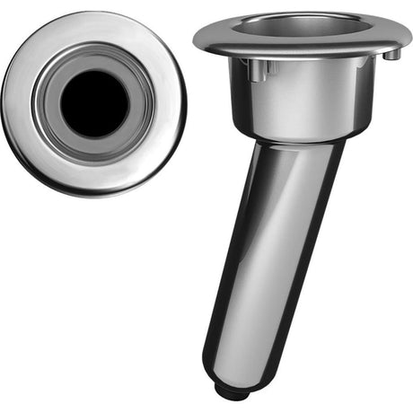 Mate Series Elite Screwless Stainless Steel 15° Rod & Cup Holder - Drain - Round Top - Kesper Supply