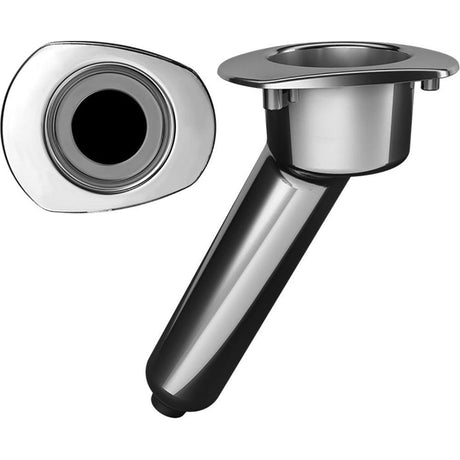 Mate Series Elite Screwless Stainless Steel 30° Rod & Cup Holder - Drain - Oval Top - Kesper Supply