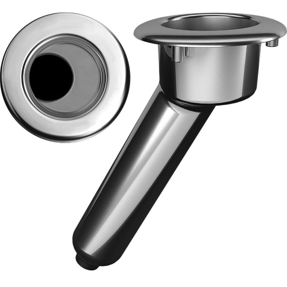 Mate Series Elite Screwless Stainless Steel 30° Rod & Cup Holder - Drain - Round Top - Kesper Supply