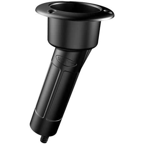 Mate Series Plastic 15° Rod & Cup Holder - Drain - Round Top - Black - Kesper Supply