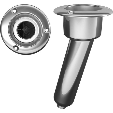 Mate Series Stainless Steel 15° Rod & Cup Holder - Drain - Round Top - Kesper Supply