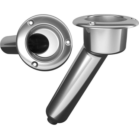 Mate Series Stainless Steel 30° Rod & Cup Holder - Drain - Round Top - Kesper Supply