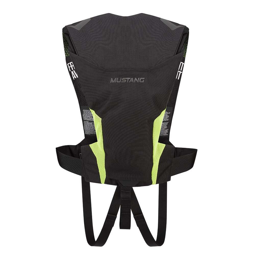 Mustang EP 38 Ocean Racing Hydrostatic Inflatable Vest - Black/Fluorescent Yellow/Green - Automatic/Manual - Kesper Supply