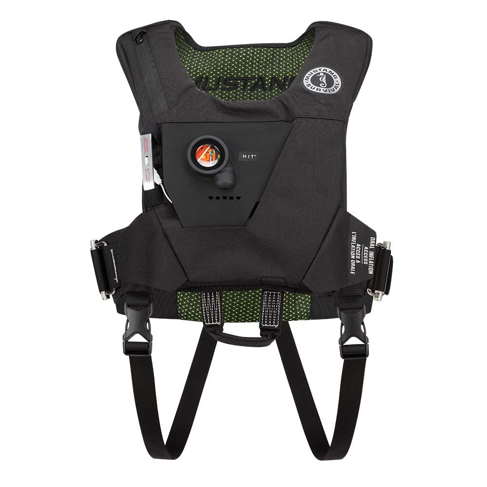 Mustang EP 38 Ocean Racing Hydrostatic Inflatable Vest - Black/Fluorescent Yellow/Green - Automatic/Manual - Kesper Supply