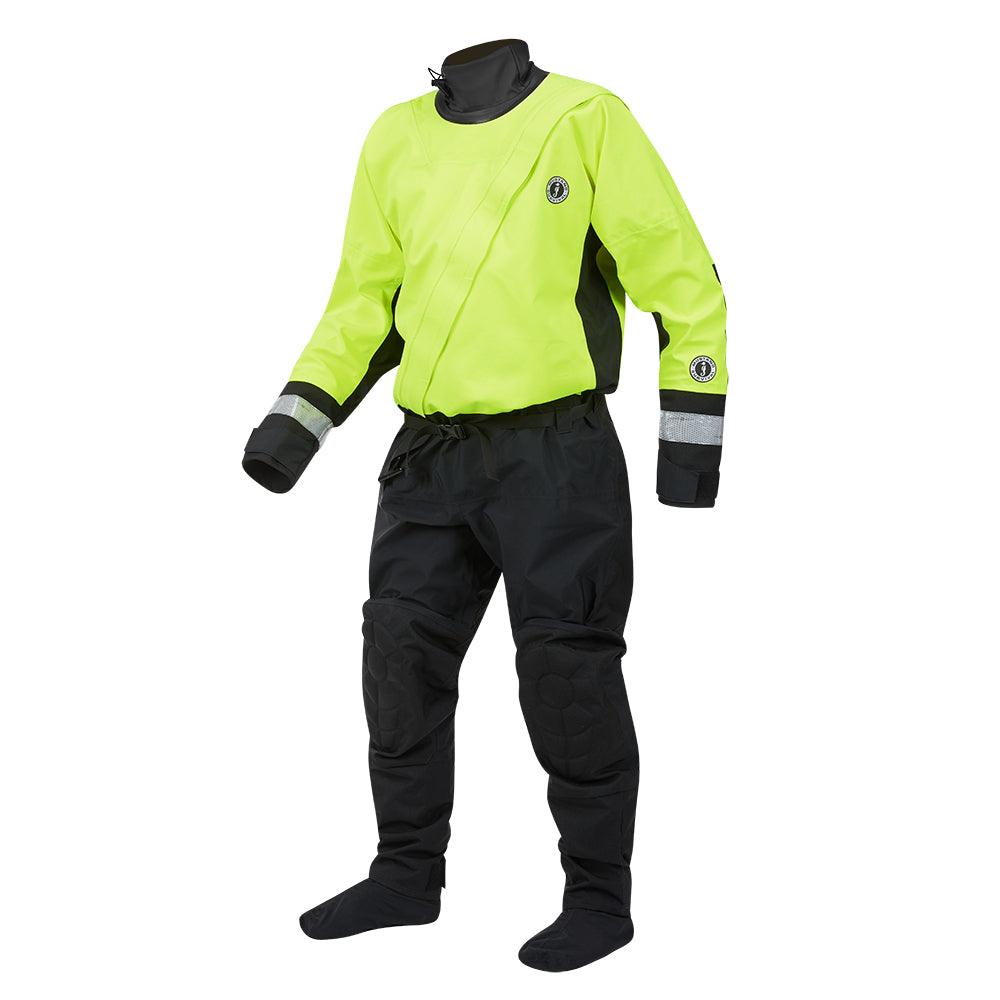 Mustang MSD576 Water Rescue Dry Suit - Fluorescent Yellow Green-Black - Large - Kesper Supply