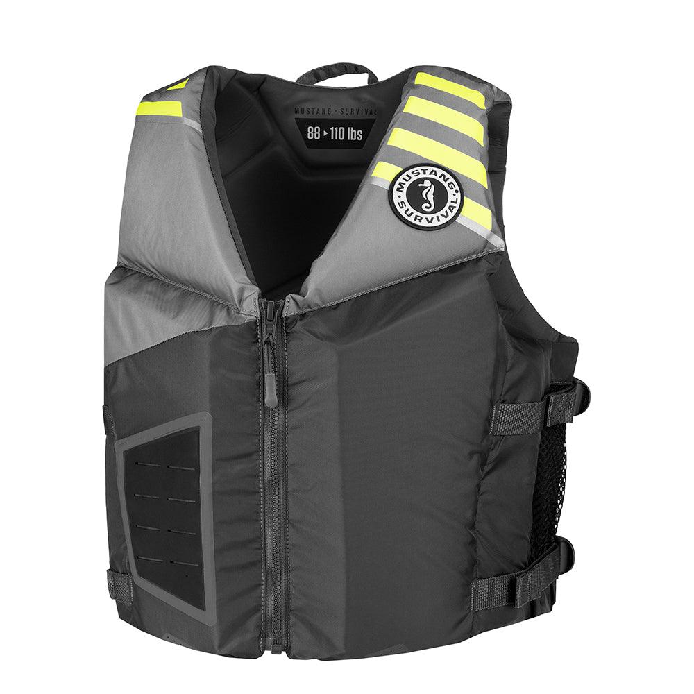 Mustang Young Adult REV Foam Vest - Grey/Light Grey/Fluorescent Yellow - Universal - Kesper Supply