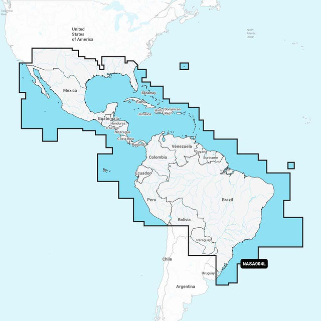 Navionics NASA004L - Mexico, Caribbean to Brazil - Navionics+ - Kesper Supply