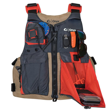 Onyx Kayak Fishing Vest - Adult Oversized - Tan/Grey - Kesper Supply