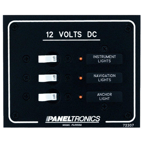 Paneltronics Standard DC 3 Position Breaker Panel w/LEDs - Kesper Supply