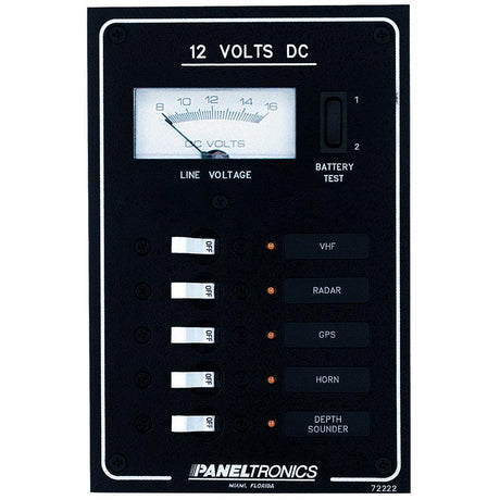 Paneltronics Standard DC 5 Position Breaker Panel & Meter w/LEDs - Kesper Supply