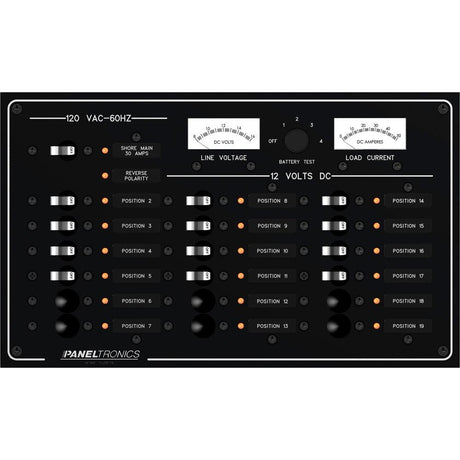 Paneltronics Standard Panel - AC/DC 19 Position Circuit Breaker w/Meters & LEDs - Kesper Supply