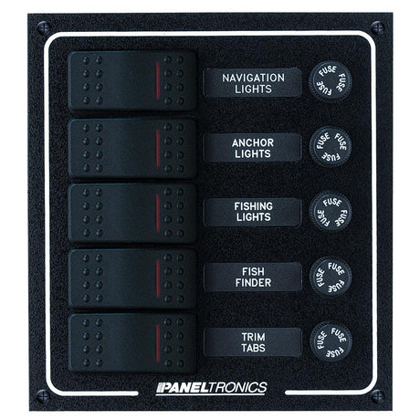 Paneltronics Waterproof DC 5 Position Lighted Rocker & Fuse - Kesper Supply