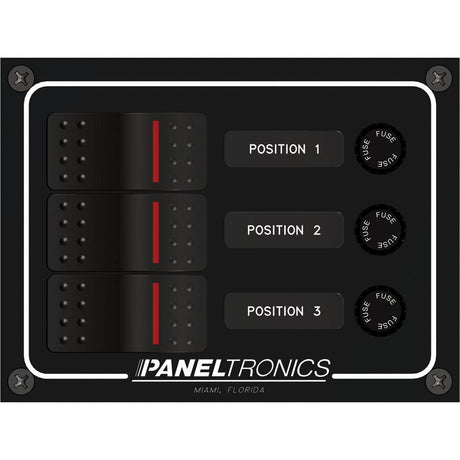 Paneltronics Waterproof Panel - DC 3-Position Illuminated Rocker Switch & Fuse - Kesper Supply