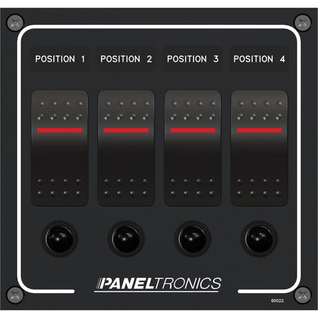 Paneltronics Waterproof Panel - DC 4-Position Illuminated Rocker Switch & Circuit Breaker - Kesper Supply