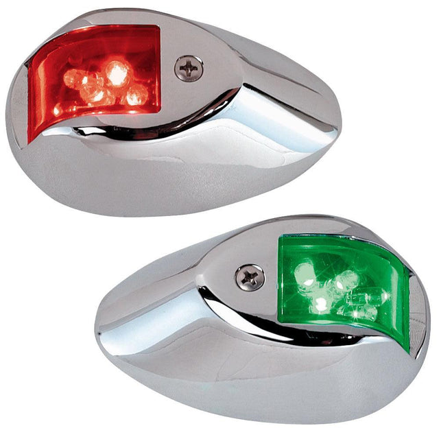 Perko LED Sidelights - Red/Green - 12V - Chrome Plated Housing - Kesper Supply