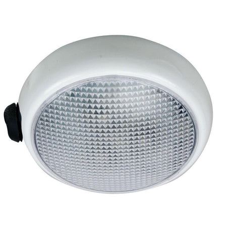 Perko Round Surface Mount LED Dome Light - White Powder Coat - w/ Switch - Kesper Supply