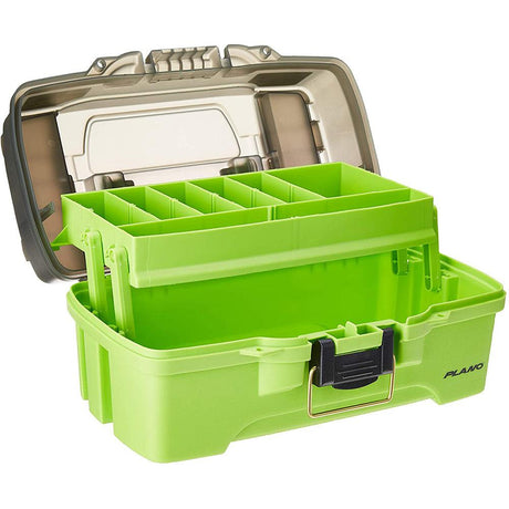 Plano 1-Tray Tackle Box w/Dual Top Access - Smoke & Bright Green - Kesper Supply
