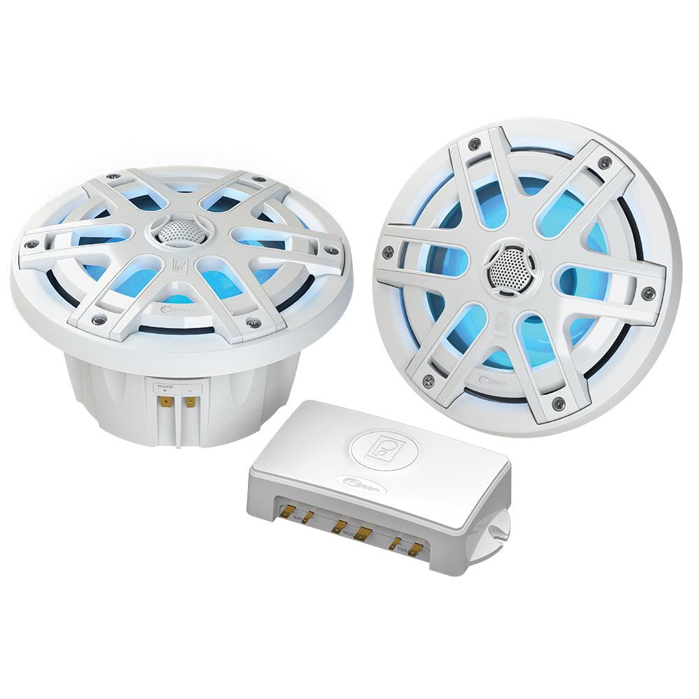 Poly-Planar MA-OC6 6.5" 480 Watt Waterproof Blue LED Speaker - White - Kesper Supply