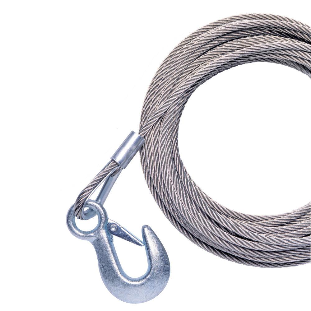 Powerwinch 40' x 7/32" Replacement Galvanized Cable w/Hook f/RC30, RC23, 712A, 912, 915, T2400 & AP3500 - Kesper Supply