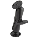 RAM Mount 1.5" Ball Double Socket Arm w/2 2.5" Round Bases - AMPs Pattern - Kesper Supply