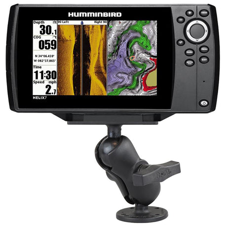 RAM Mount 1.5" Ball Mount w/2.5" Round Base, Short Arm & 2" x 4" Plate f/Humminbird Helix 7 Only - Kesper Supply