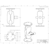 RAM Mount 1.5" Ball Mount w/Short Double Socket Arm & 2/2.5" Round Bases - Kesper Supply