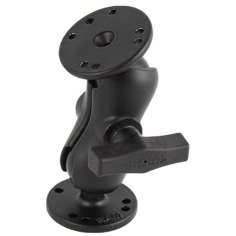 RAM Mount 1.5" Ball Mount w/Short Double Socket Arm & 2/2.5" Round Bases - Kesper Supply