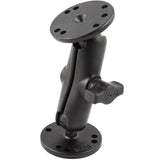 RAM Mount 1" Ball Double Socket Arm w/2 2.5" Round Bases - AMPS Hole Pattern - Kesper Supply