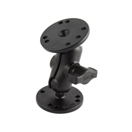 RAM Mount 1" Ball Double Socket Short Arm w/ 2 2.5" Round Bases - Kesper Supply