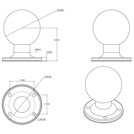 RAM Mount D Size 2.25" Ball on Round Plate w/AMPS Hole Pattern - Kesper Supply