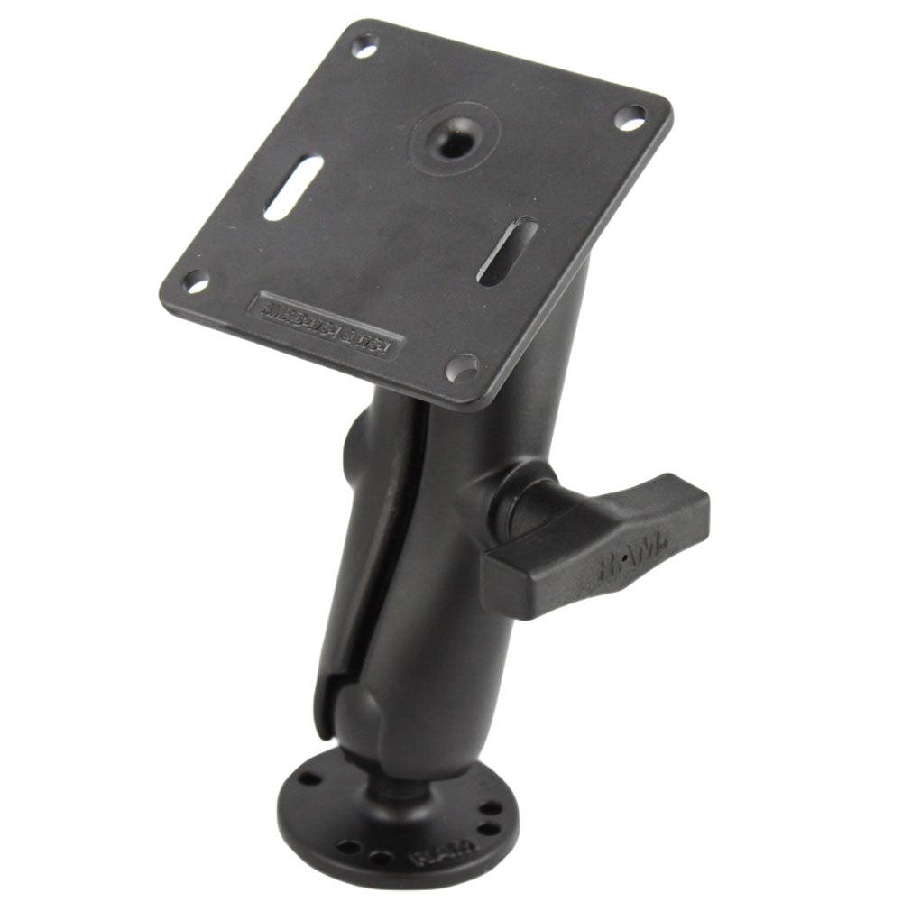 RAM Mount Double Socket Arm w/2.5" Round Base & 3.625" Square Base - Kesper Supply