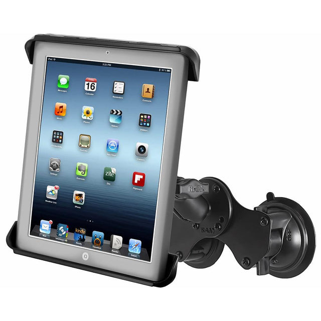 RAM Mount Double Twist-Lock™ Suction Cup Mount w/Tab-Tite™ Universal Spring Loaded Cradle f/Apple iPad 1-4 w/or w/o Light Duty Case - Kesper Supply