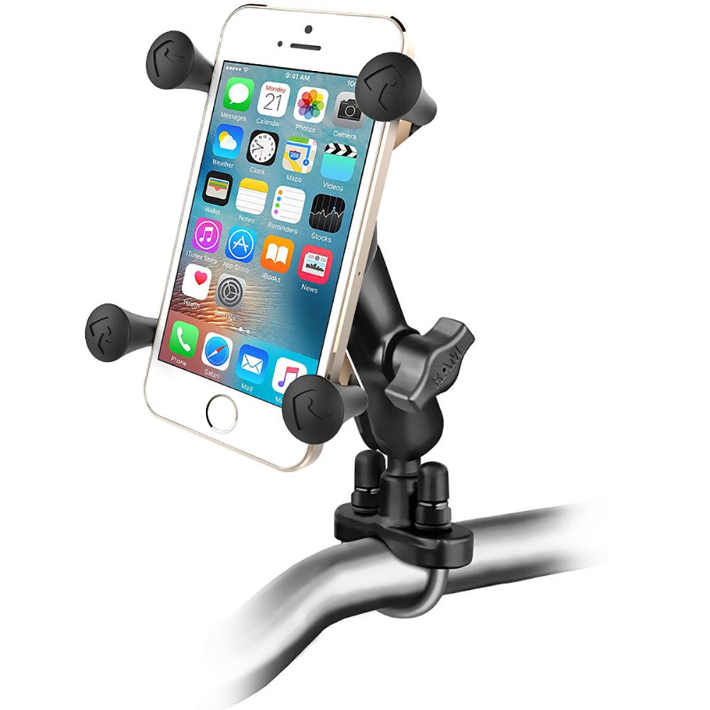 RAM Mount Handlebar Rail Mount w/Zinc Coated U-Bolt Base and Universal X-Grip® Cell/iPhone Cradle - Kesper Supply