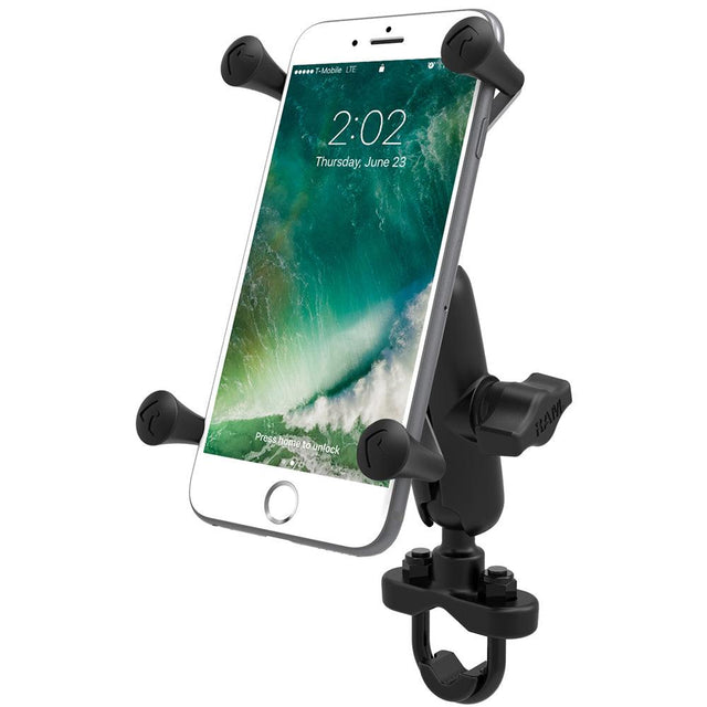 RAM Mount Handlebar Rail Mount w/Zinc Coated U-Bolt Base & Universal X-Grip® Large Phone/Phablet Cradle - Kesper Supply