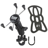 RAM Mount Handlebar Rail Mount w/Zinc Coated U-Bolt Base & Universal X-Grip® Large Phone/Phablet Cradle - Kesper Supply