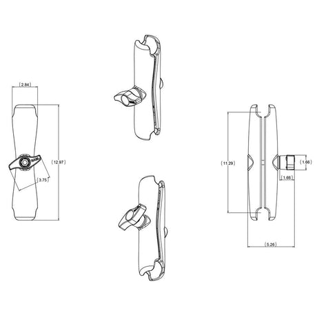 RAM Mount Long Double Socket Arm f/2.25" Ball Bases - Kesper Supply